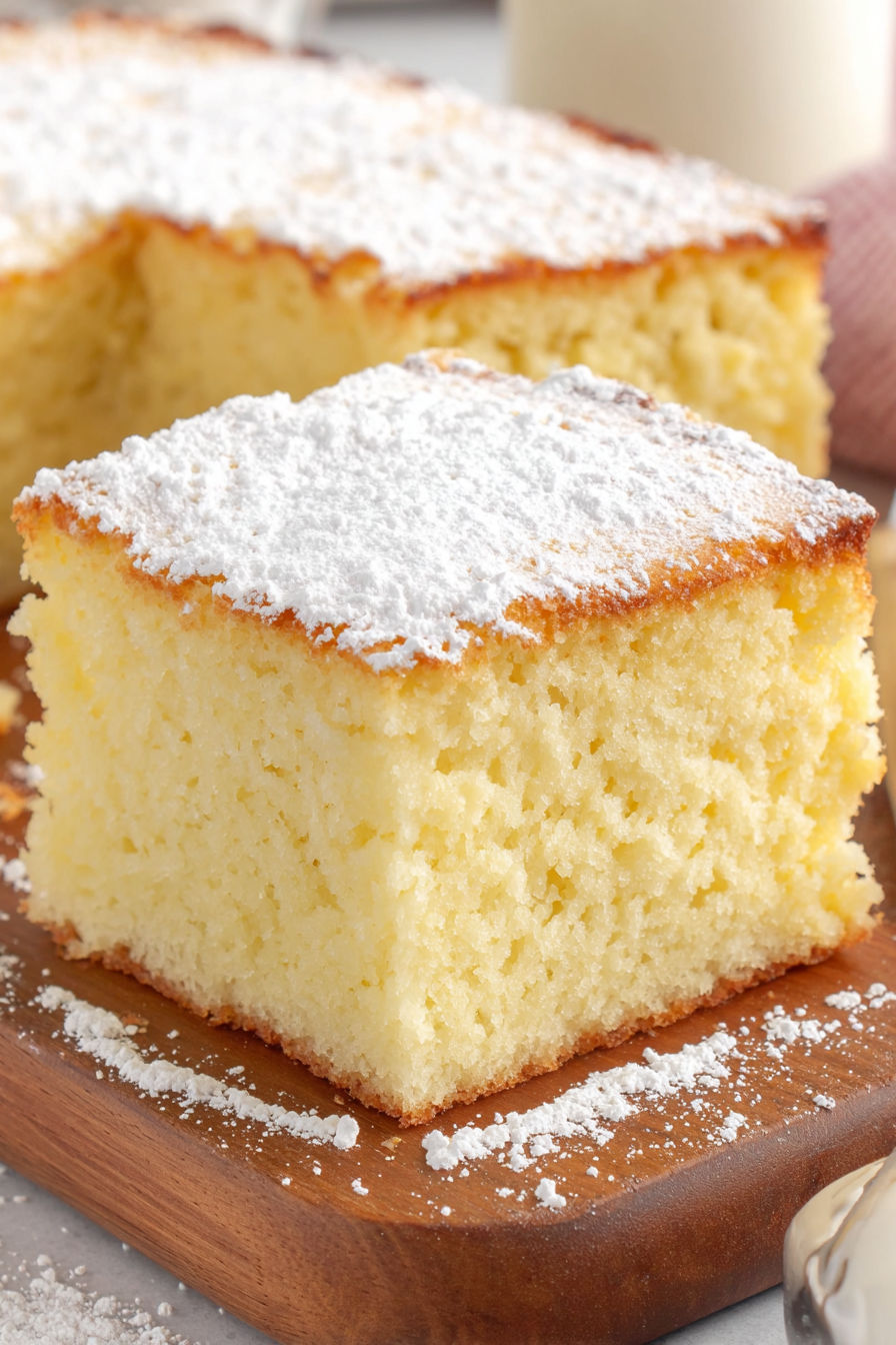 A slice of hot milk cake.