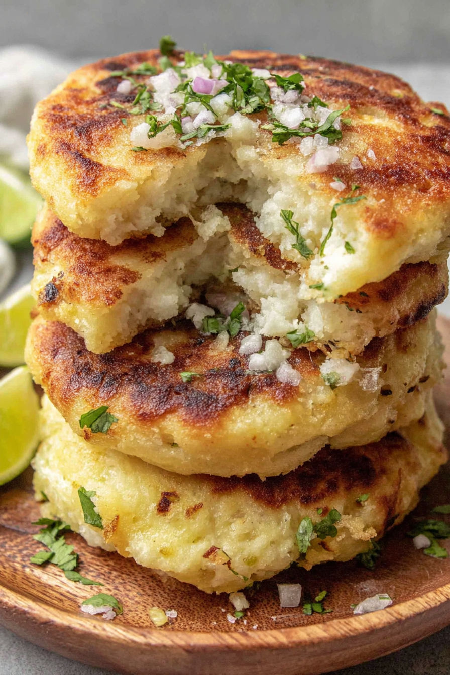 A stack of three crispy Maseca gorditas.