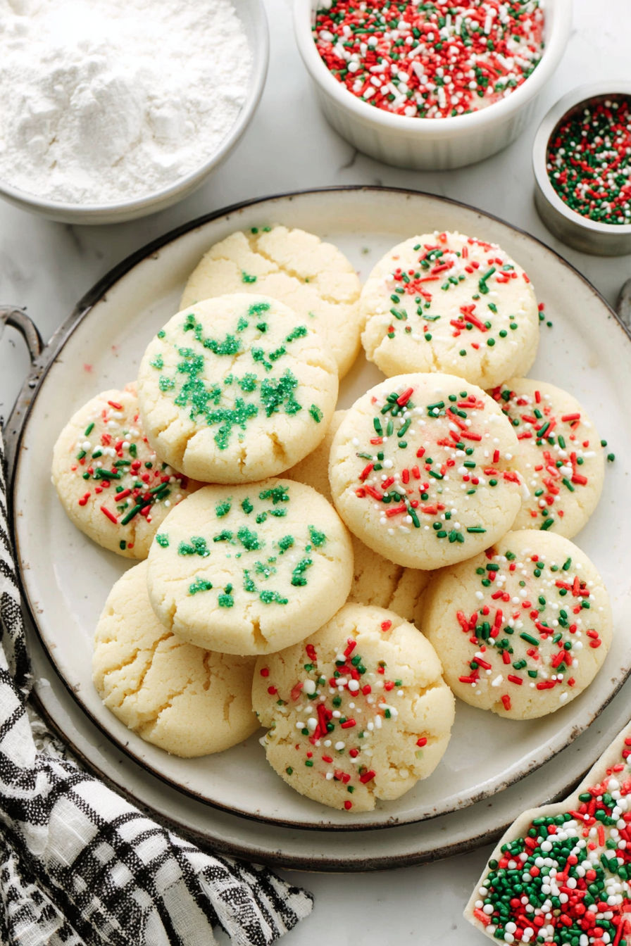 A plate of Christmas shortbread cookies.