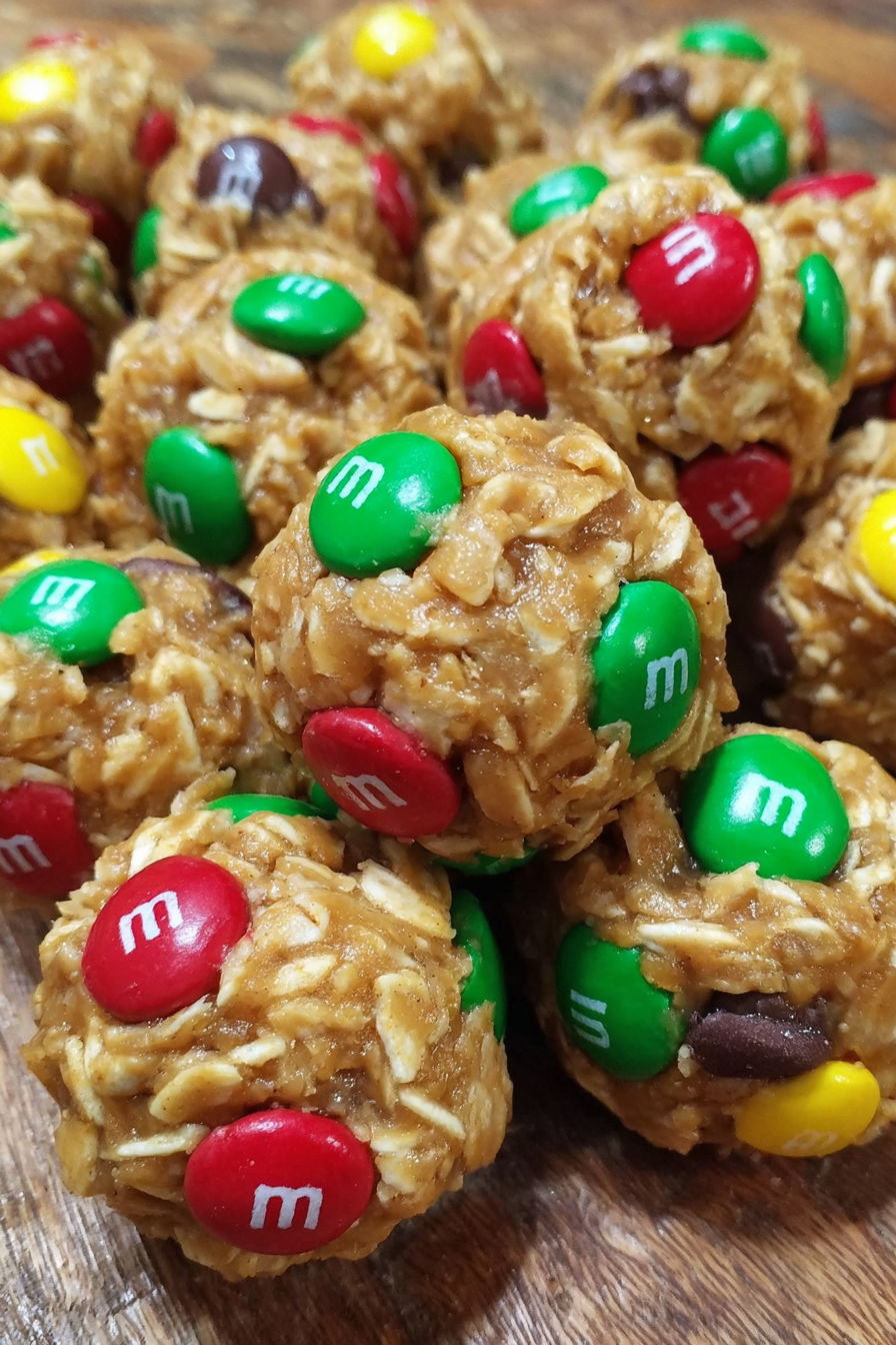 A plate of M&M energy bites.