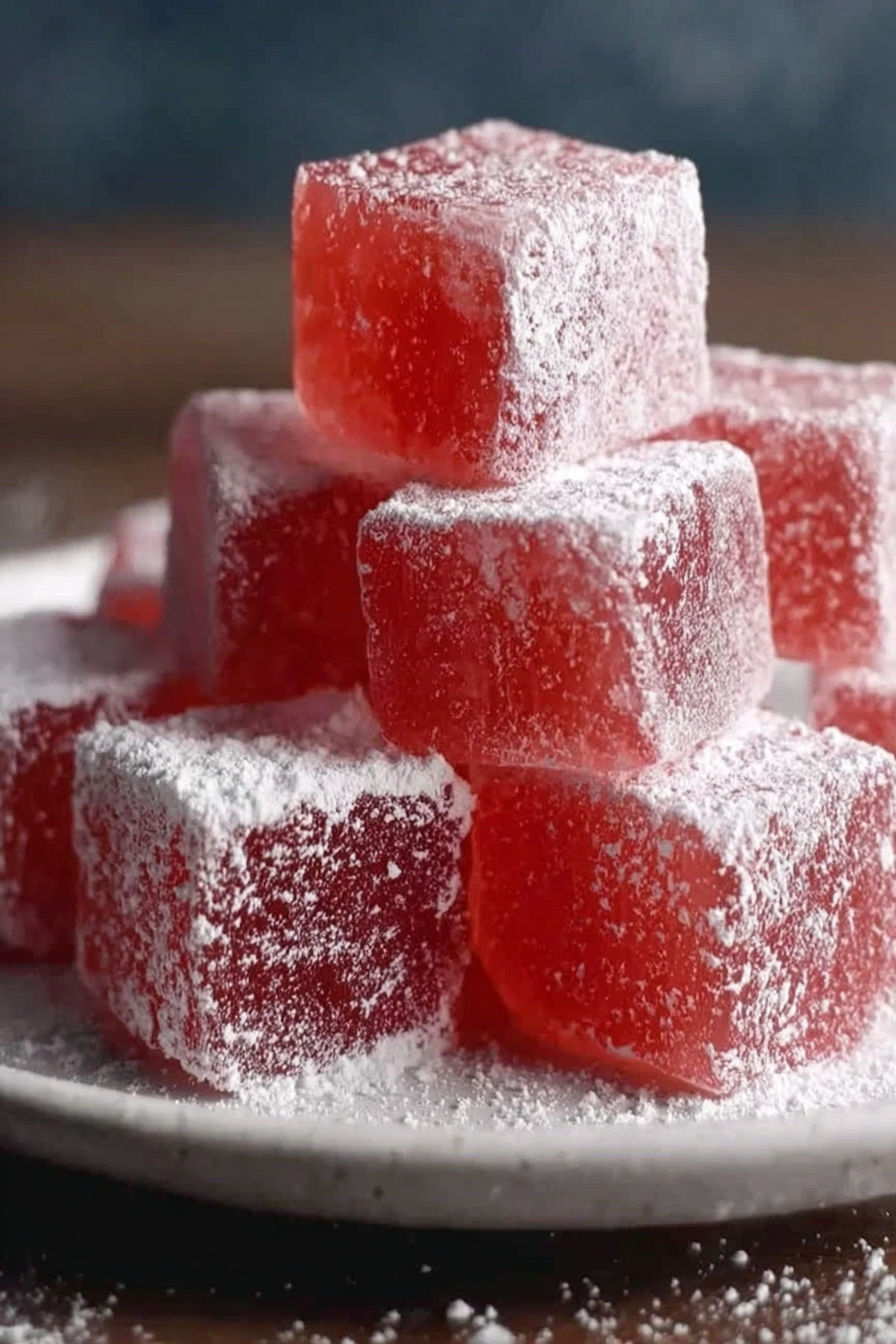 A stack of Turkish Delight candies.