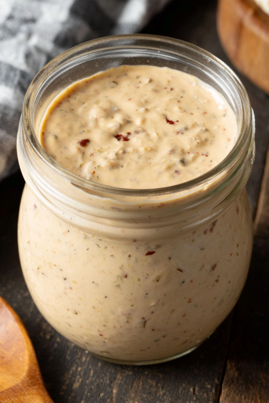 A jar of Smashburger Signature Creamy Sauce.