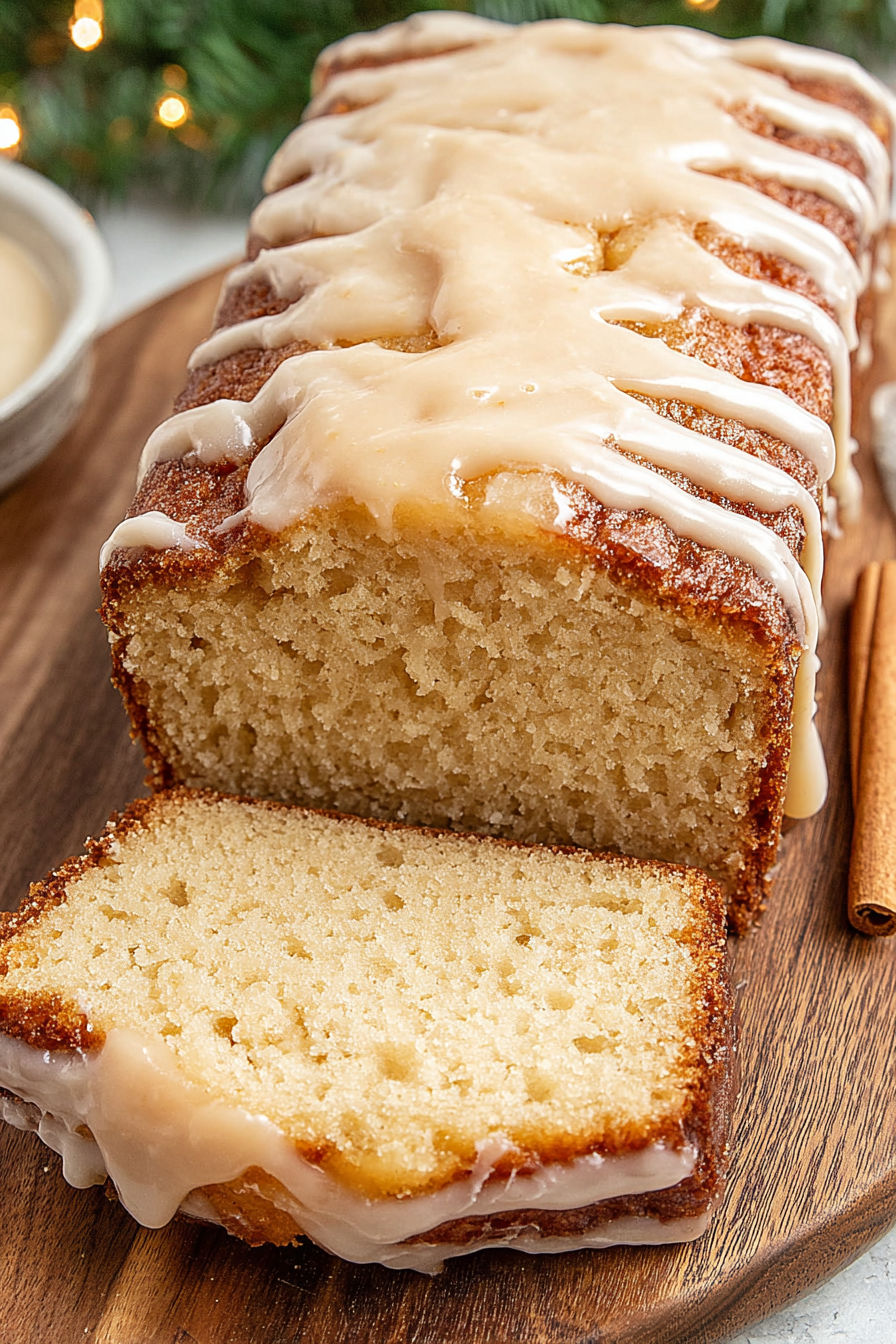A slice of vintage eggnog bread.