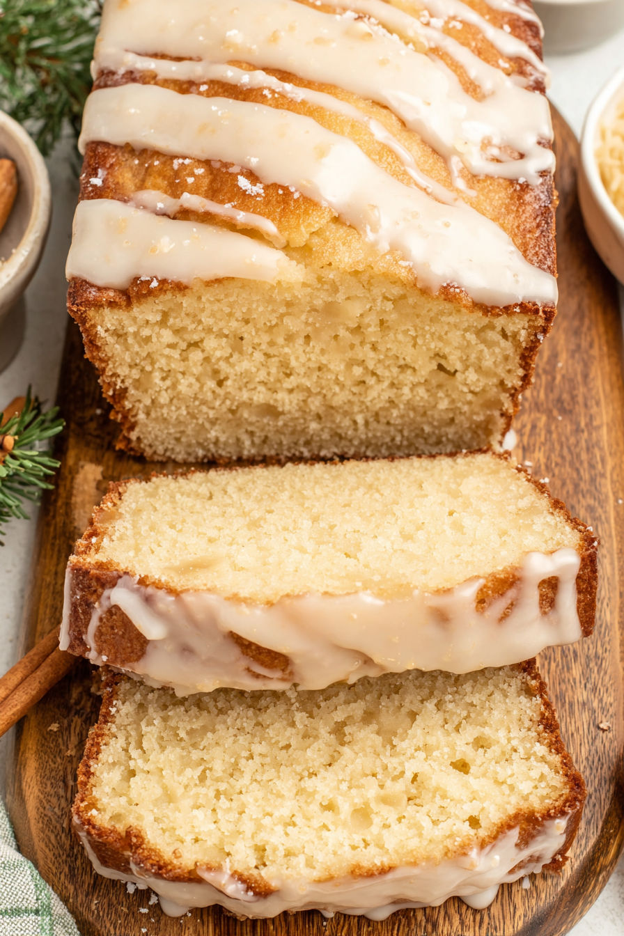 A slice of vintage eggnog bread.