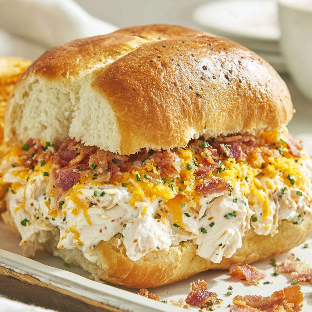 A sandwich with bacon and cheese.