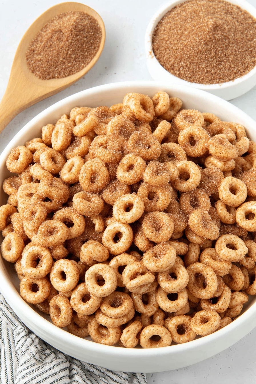 A bowl of mini donuts with butter and sugar.