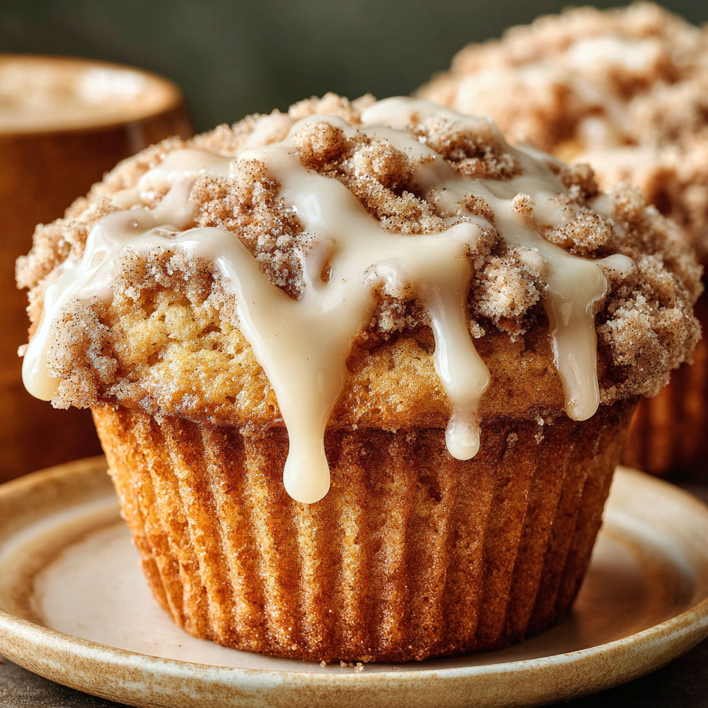 A muffin with a crunch topping.