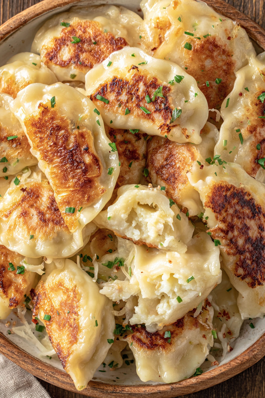 A plate of pierogi ruskie potato cheese.