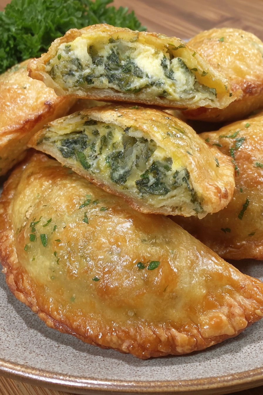 A plate of vegan spinach feta empanadas.