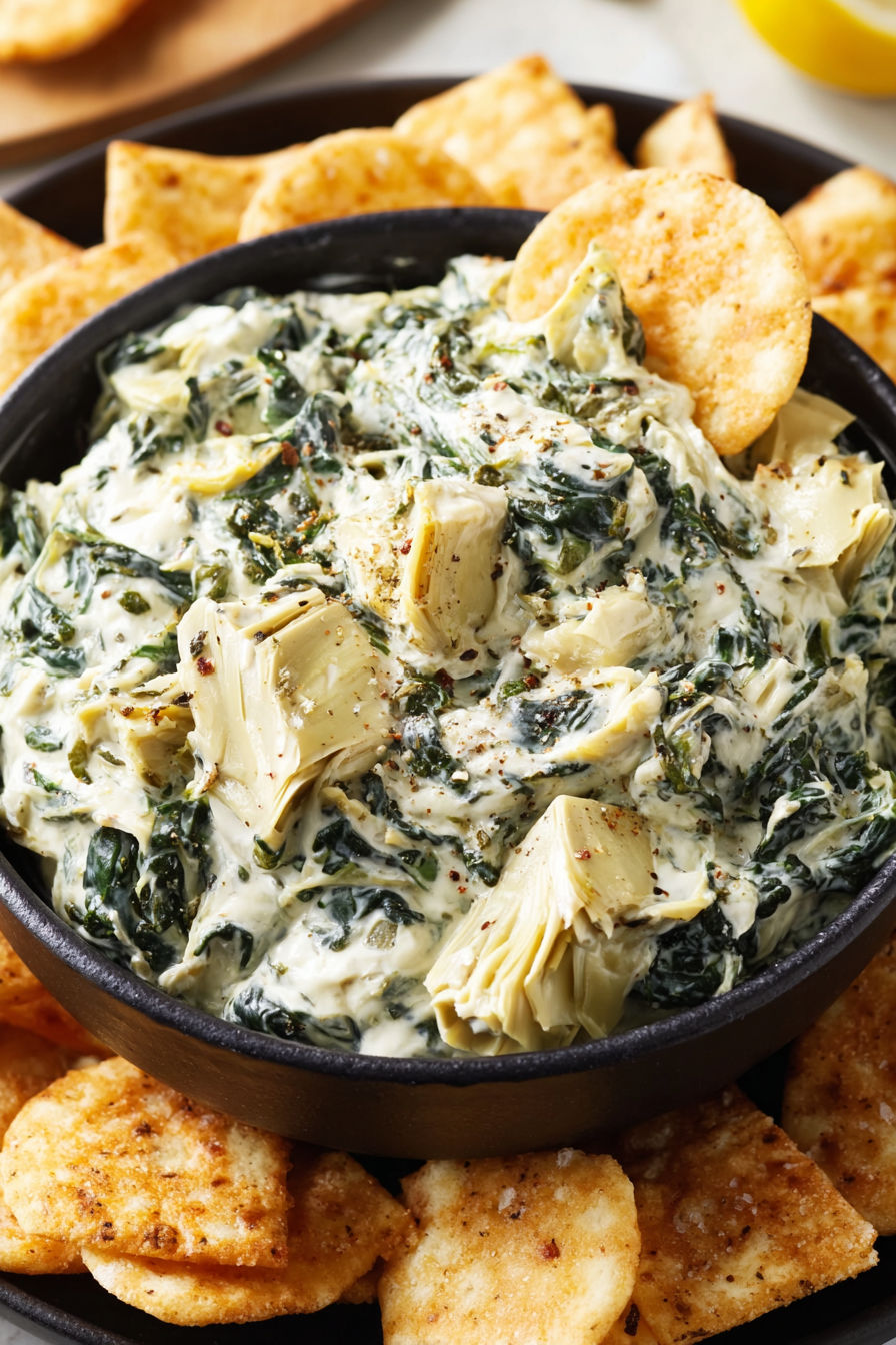 A bowl of green vegetable dip.