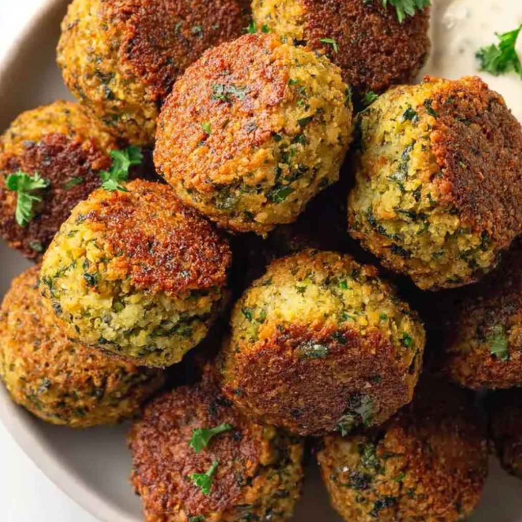 A bowl of homemade falafel balls.