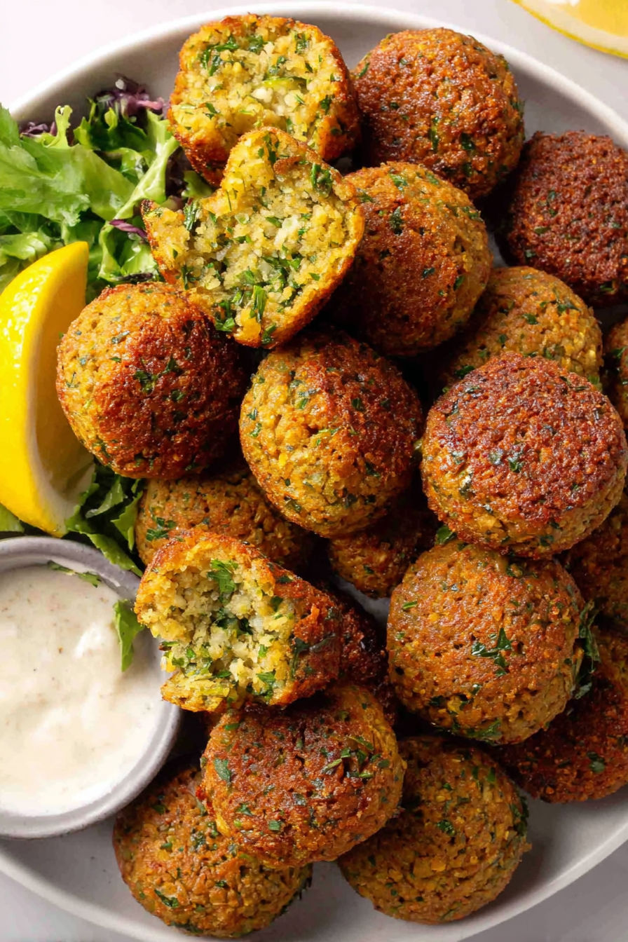 A bowl of homemade falafel.