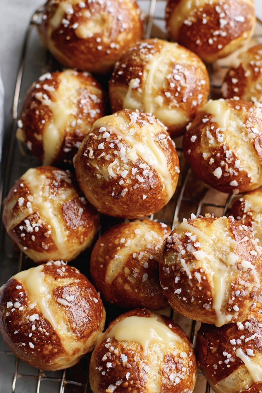 A tray of sourdough pretzel bites.