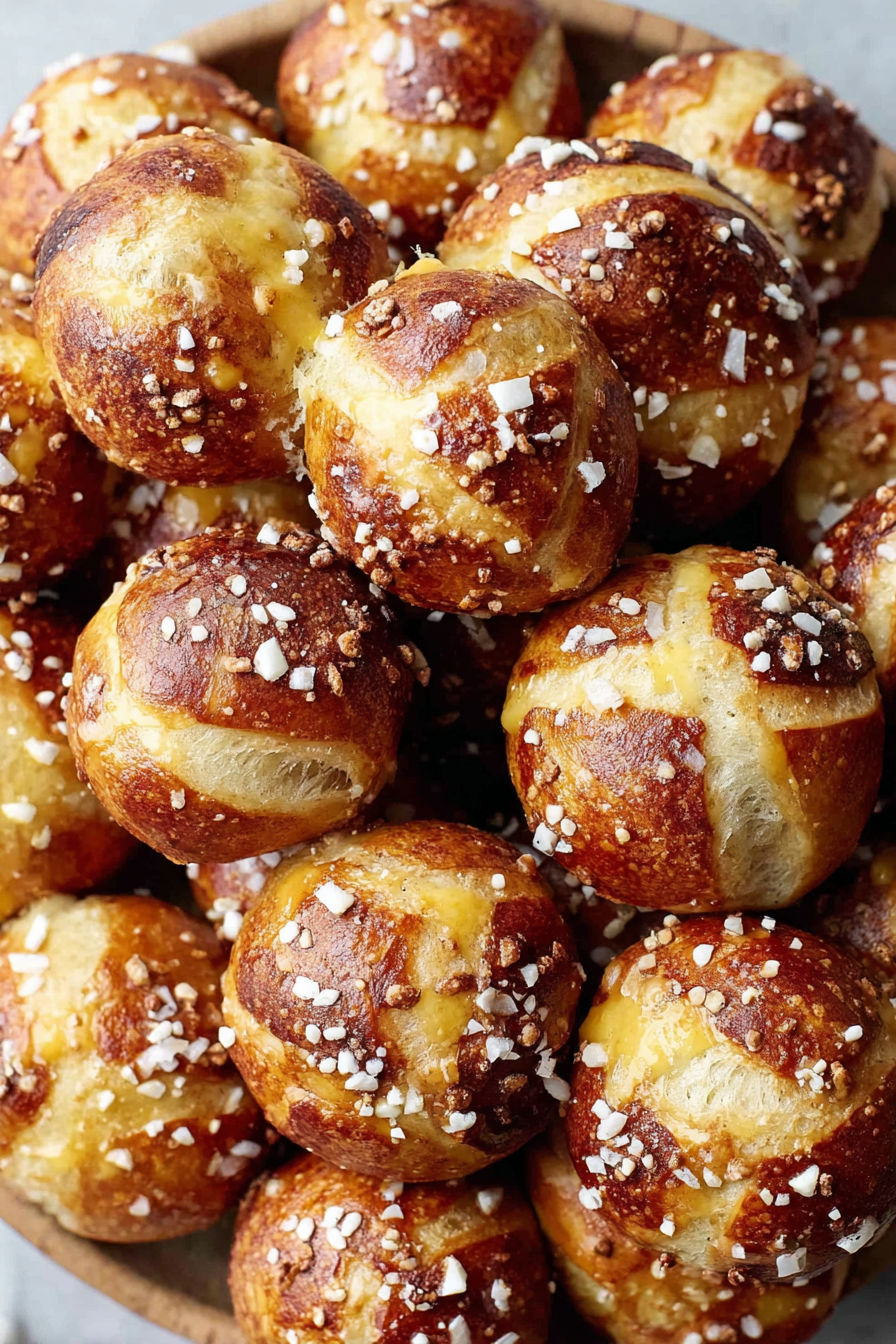 A pile of sourdough discard pretzel bites.