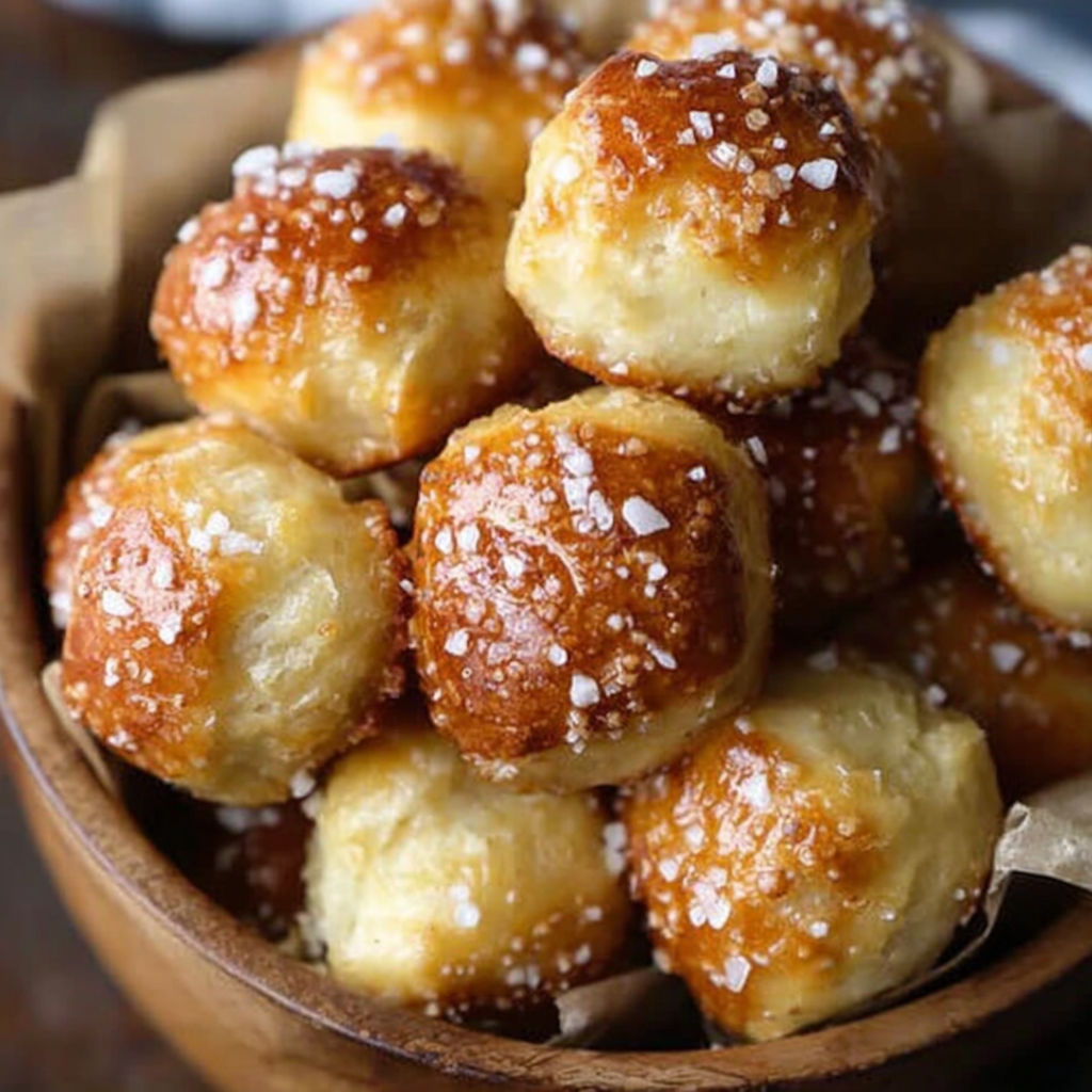 A bowl of soft pretzel bites.