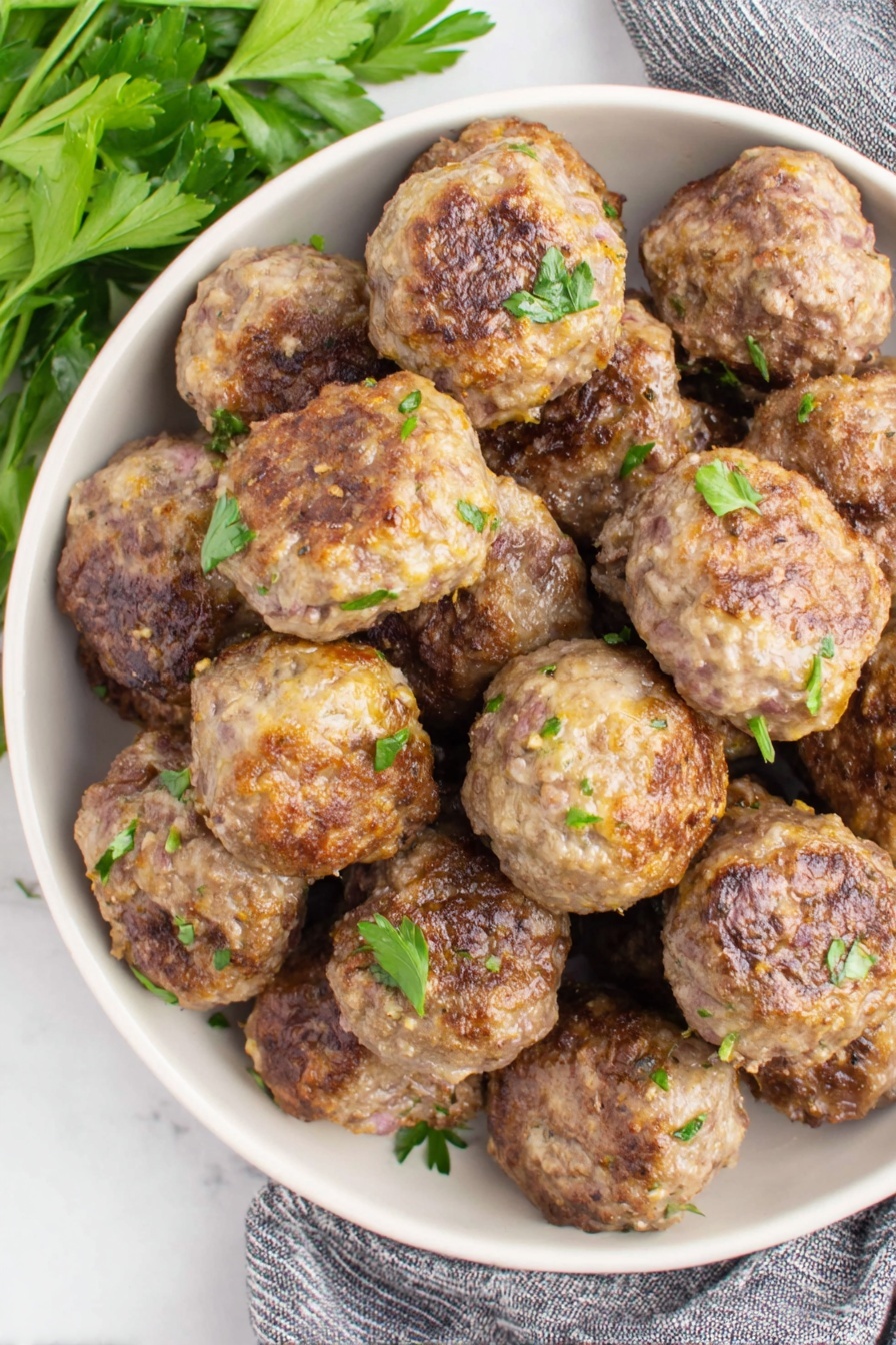 A bowl of homemade meatballs.