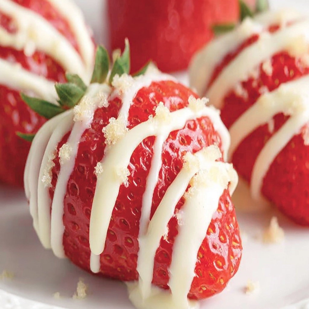 A plate of strawberries with whipped cream on top.
