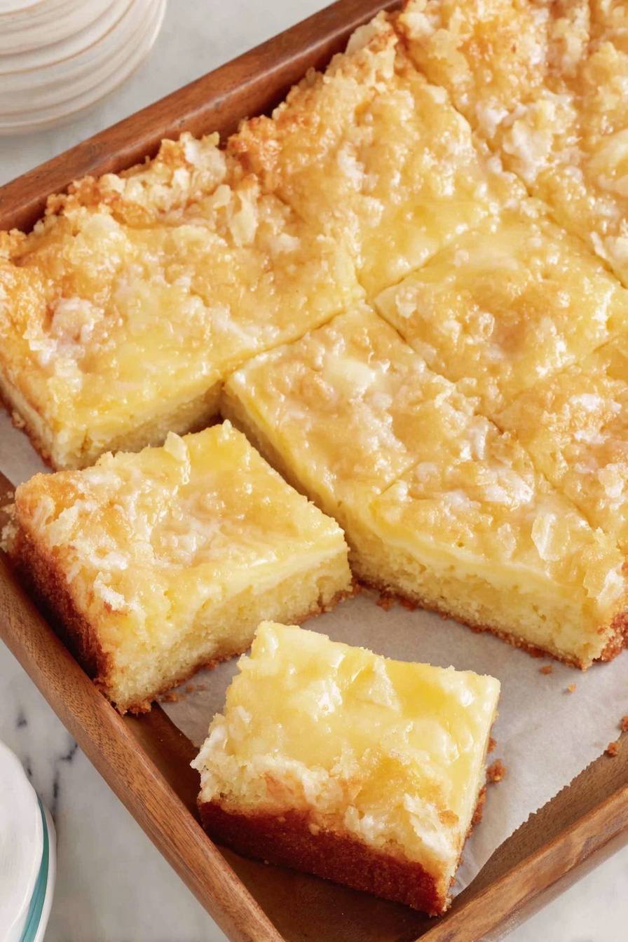 A piece of butter cake on a plate.