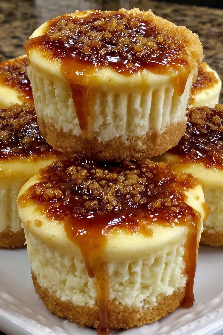 Vanilla bean crème brûlée cheesecake cupcakes.