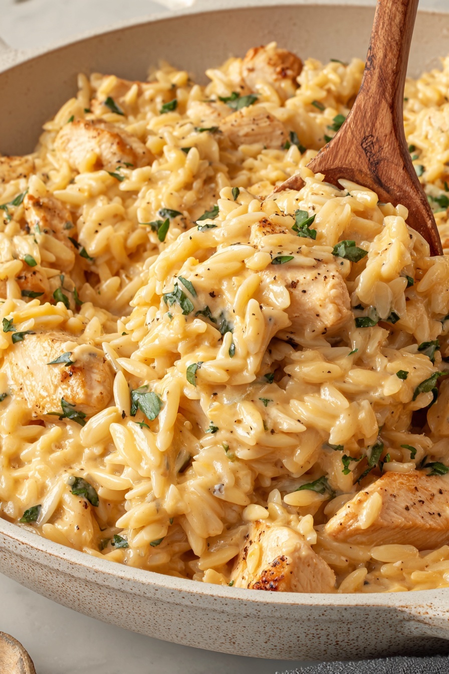 A bowl of rice with chicken and vegetables.