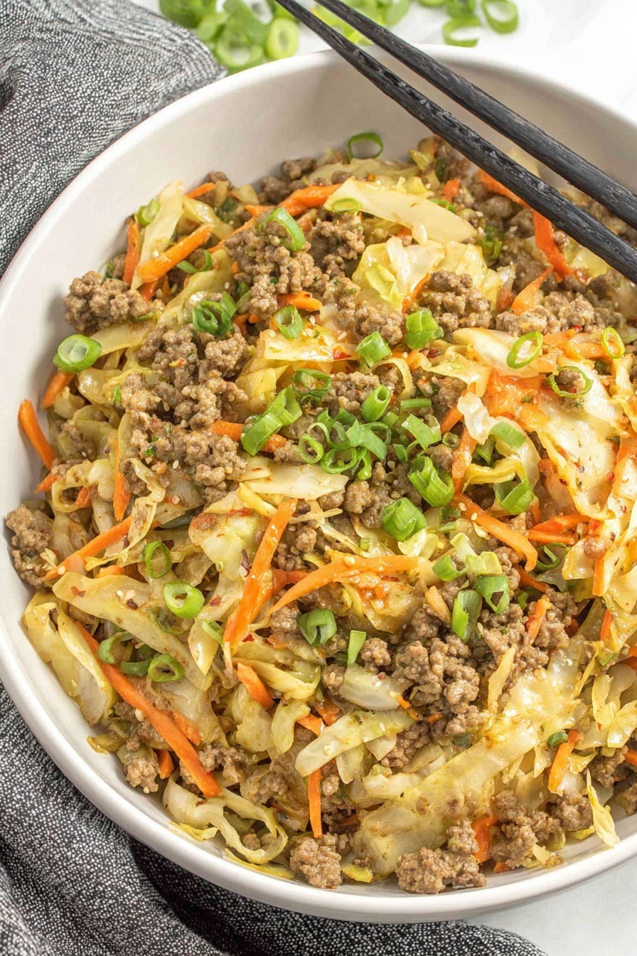 A bowl of food with meat and vegetables.