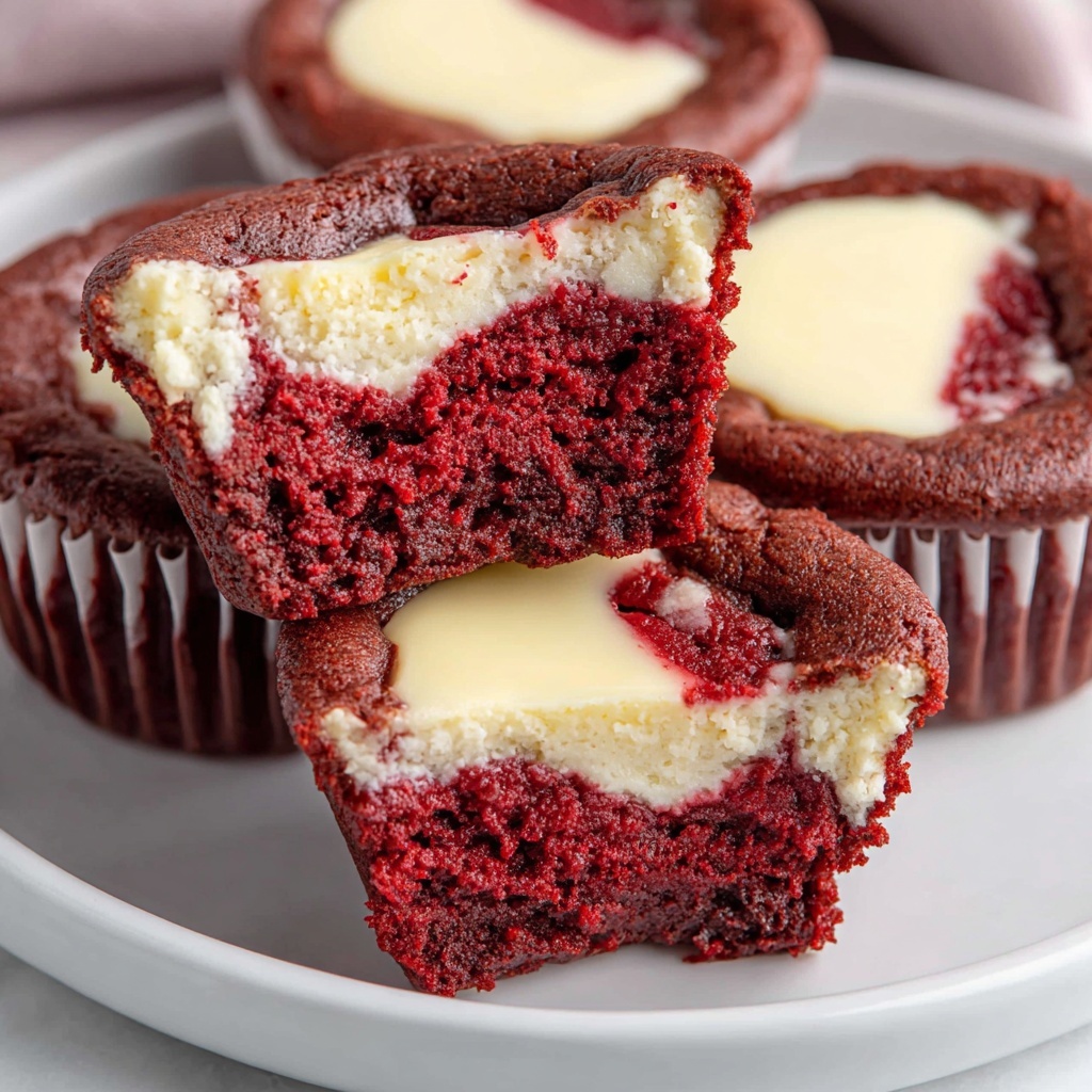 A white plate with a red velvet cheesecake.