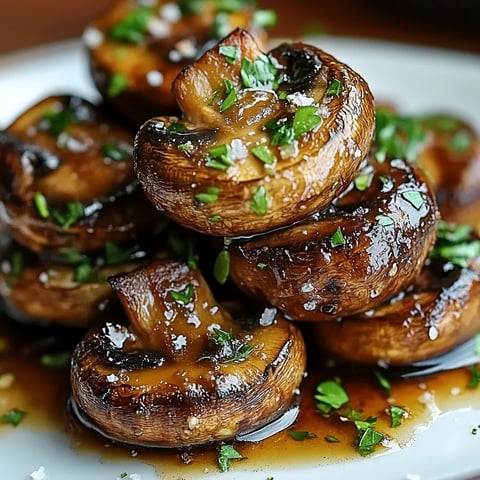 A plate of mushrooms with garlic butter.