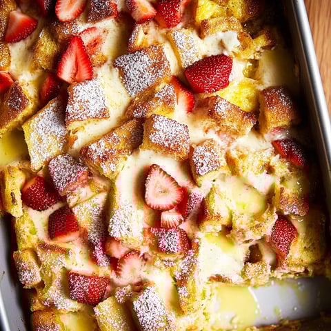 A baked strawberry and cream French toast.