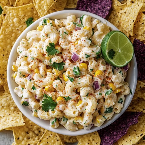 A bowl of Mexican street corn pasta salad.