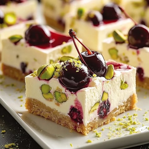 A slice of lemon-lime cherry pistachio cake.