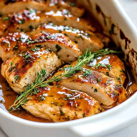 A dish of baked honey mustard chicken.