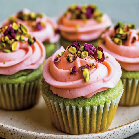 A plate of vegan mini rose cupcakes.