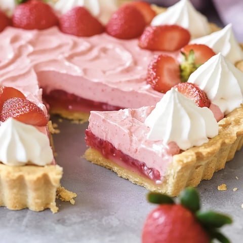 A slice of whipped strawberry tart.
