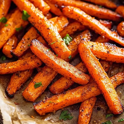 A plate of roasted carrots with Parmesan and garlic.