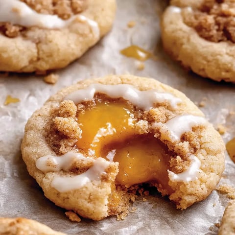 Peach Cobbler Cookies with a bite taken out of them.