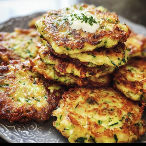 A stack of crispy zucchini fritters.