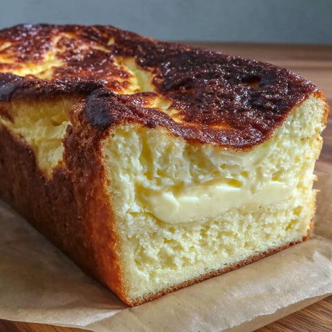 A slice of burnt Basque cheesecake loaf.