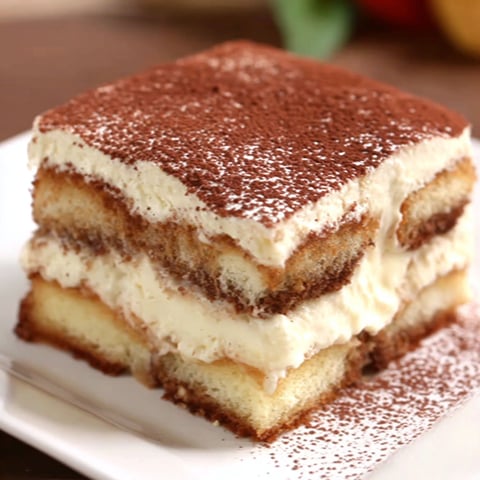 A slice of Tiramisu cake.