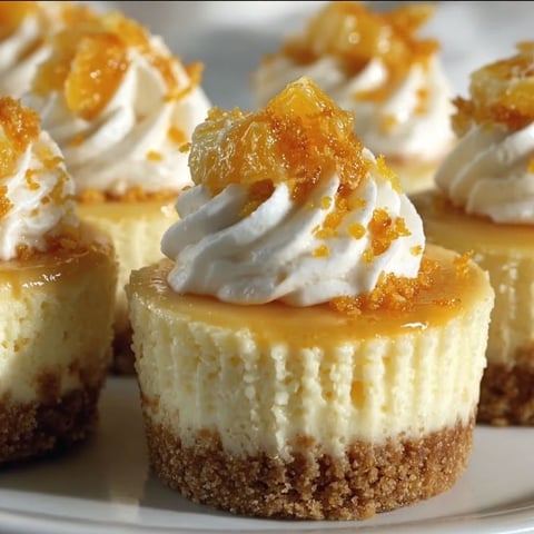 Three mini cheesecakes with orange toppings.