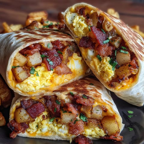A Bacon Egg Cheese Wrap is shown with a close up of the ingredients.