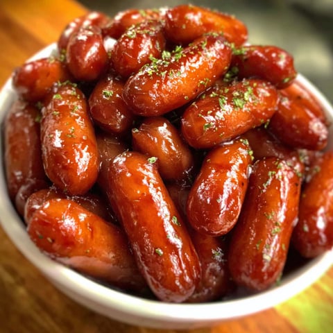 A bowl of crockpot lil smokies.