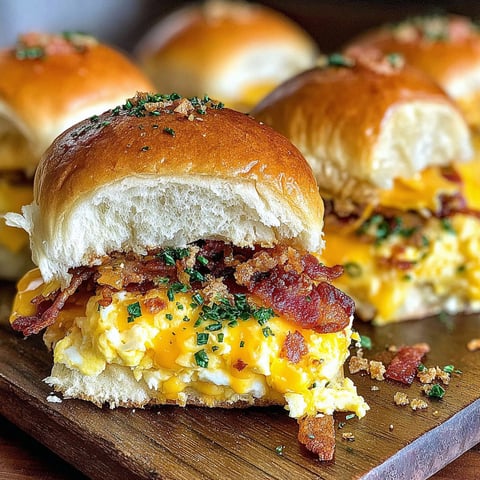 A plate of breakfast sandwiches with bacon, egg, and cheese.