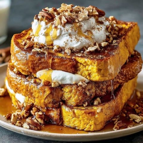 A stack of pumpkin stuffed French toast.