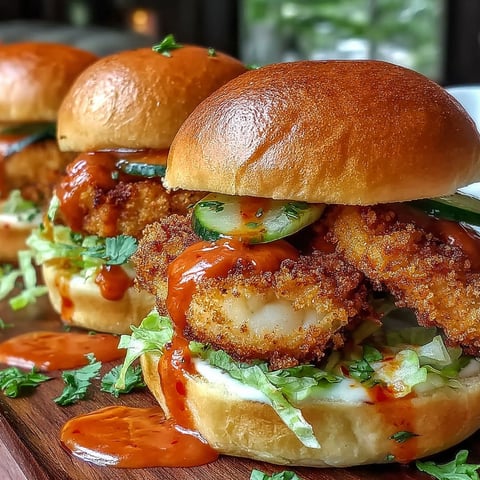 Chicken Bang Bang Sliders with sauce dripping.