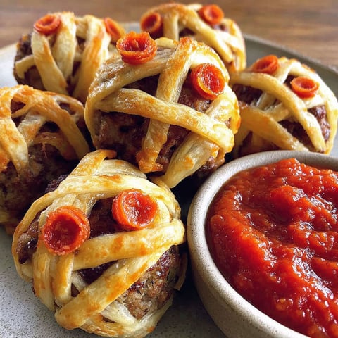 A plate of meatballs with sauce.