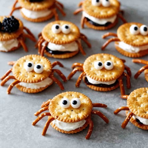 Spider-themed Ritz Cracker sandwiches.
