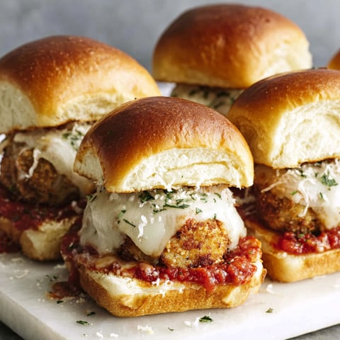 Chicken Parmesan Meatball Sliders Recipe.