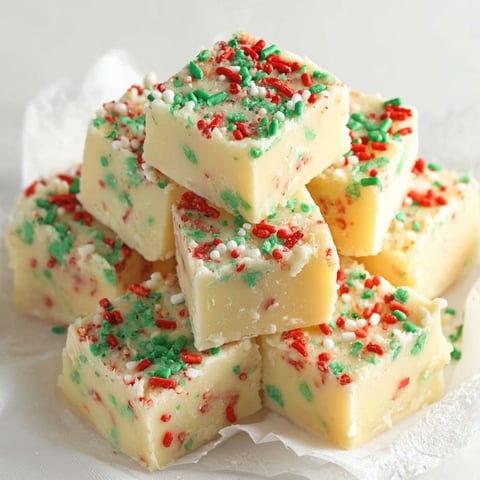 A stack of Christmas sugar cookie fudge.
