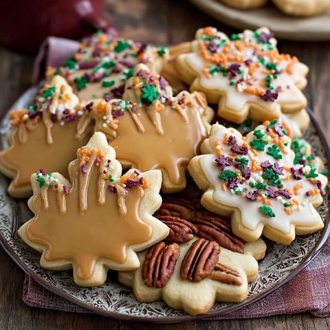 A plate of cookies with a maple leaf on them.