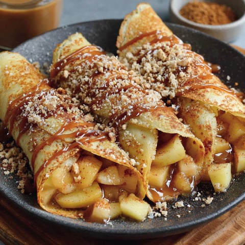 A plate of apple cinnamon crepes.